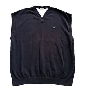 Lacoste Grey Alligator Logo Mens Sweater Vest Sz 9 4XL Preppy